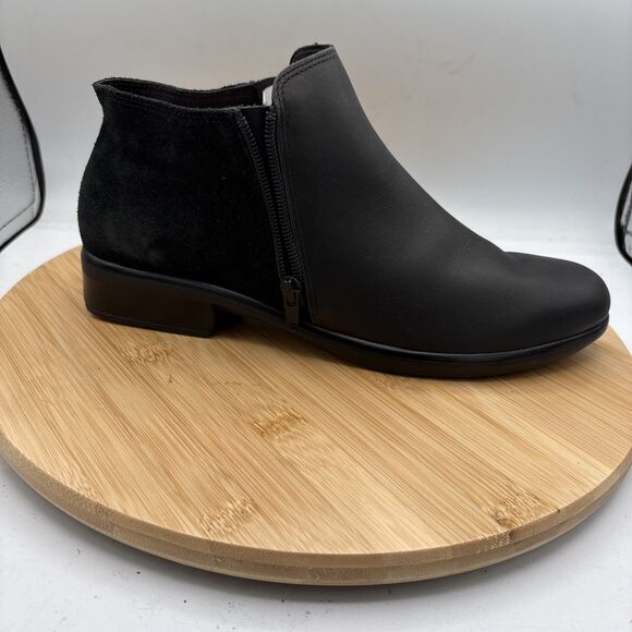 NAOT Helm Black Leather Suede Ankle Boots Dual Zip EU41 US10 Comfort Walking - Picture 12 of 13